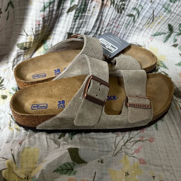 Birkenstock Suede Arizona Taupe Sandals Women’s Size EU 38 US 7/7.5 - Picture 2 of 7